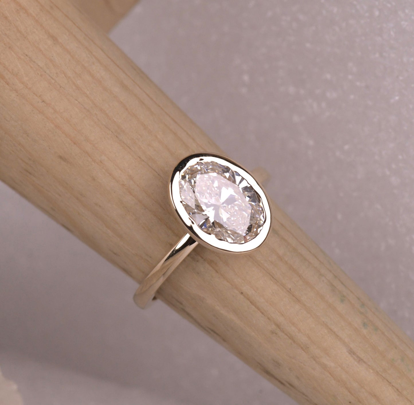 Bezel Set Oval Cut Lab Diamond Engagement Ring