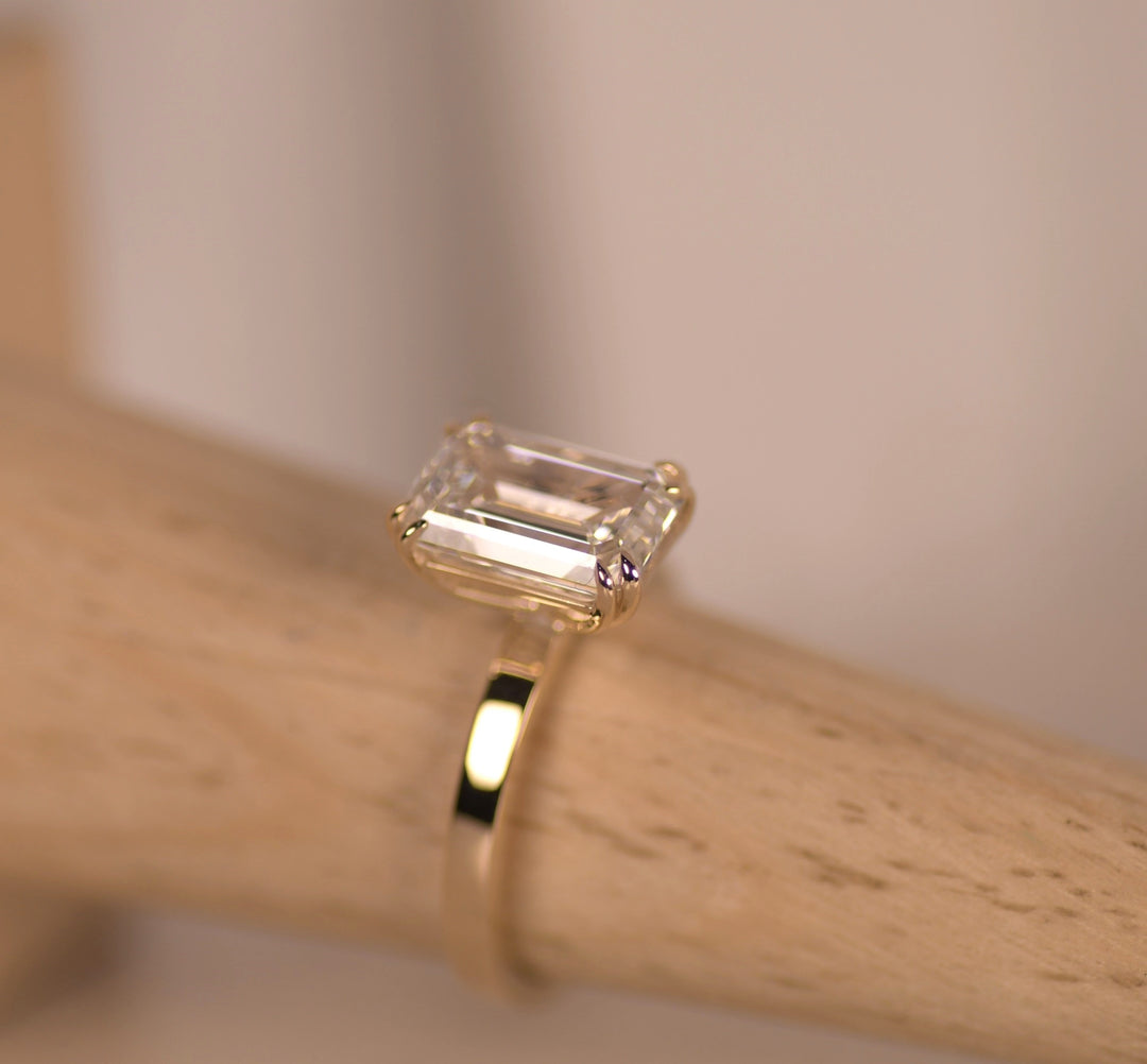 Lab Grown Emerald Cut Solitaire Ring