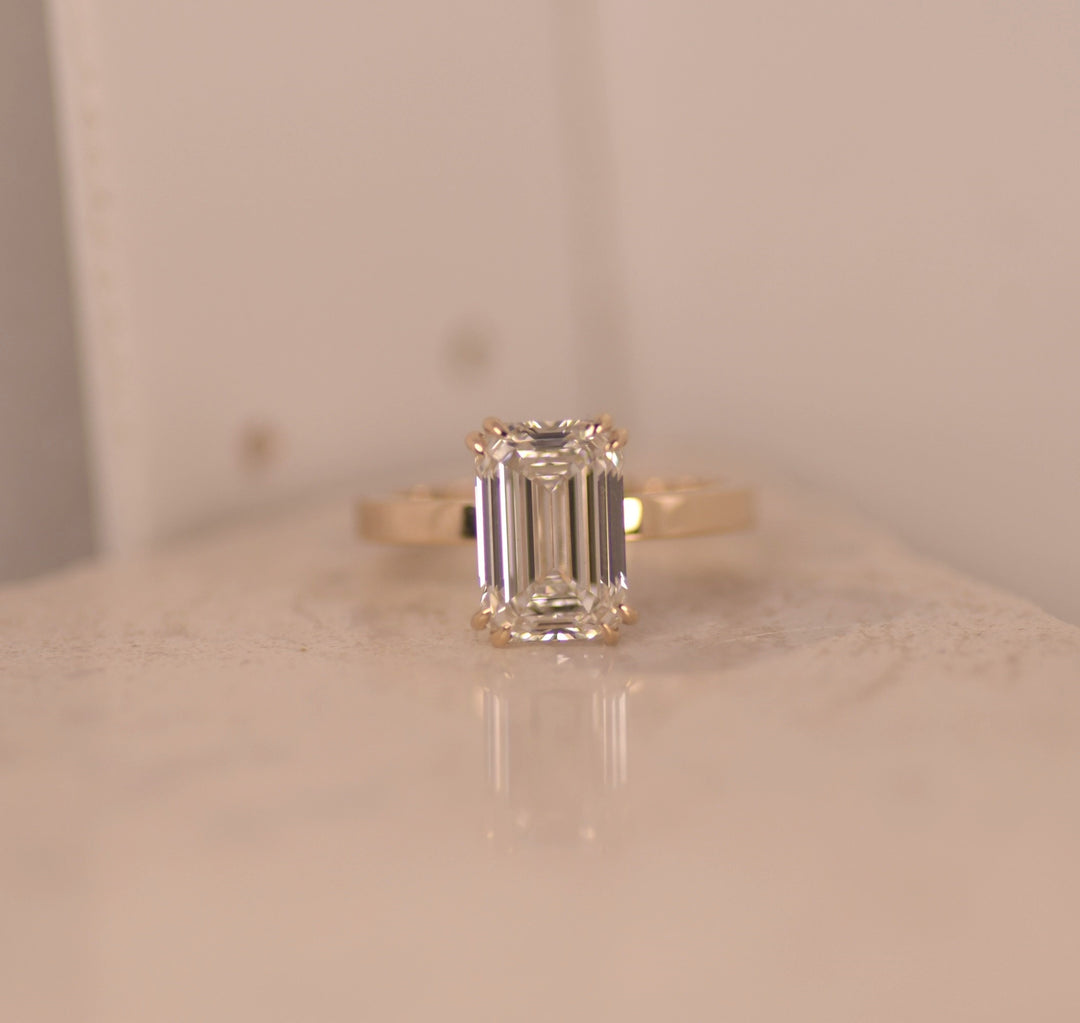 Lab Grown Emerald Cut Solitaire Ring