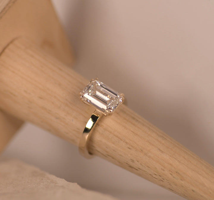 Lab Grown Emerald Cut Solitaire Ring