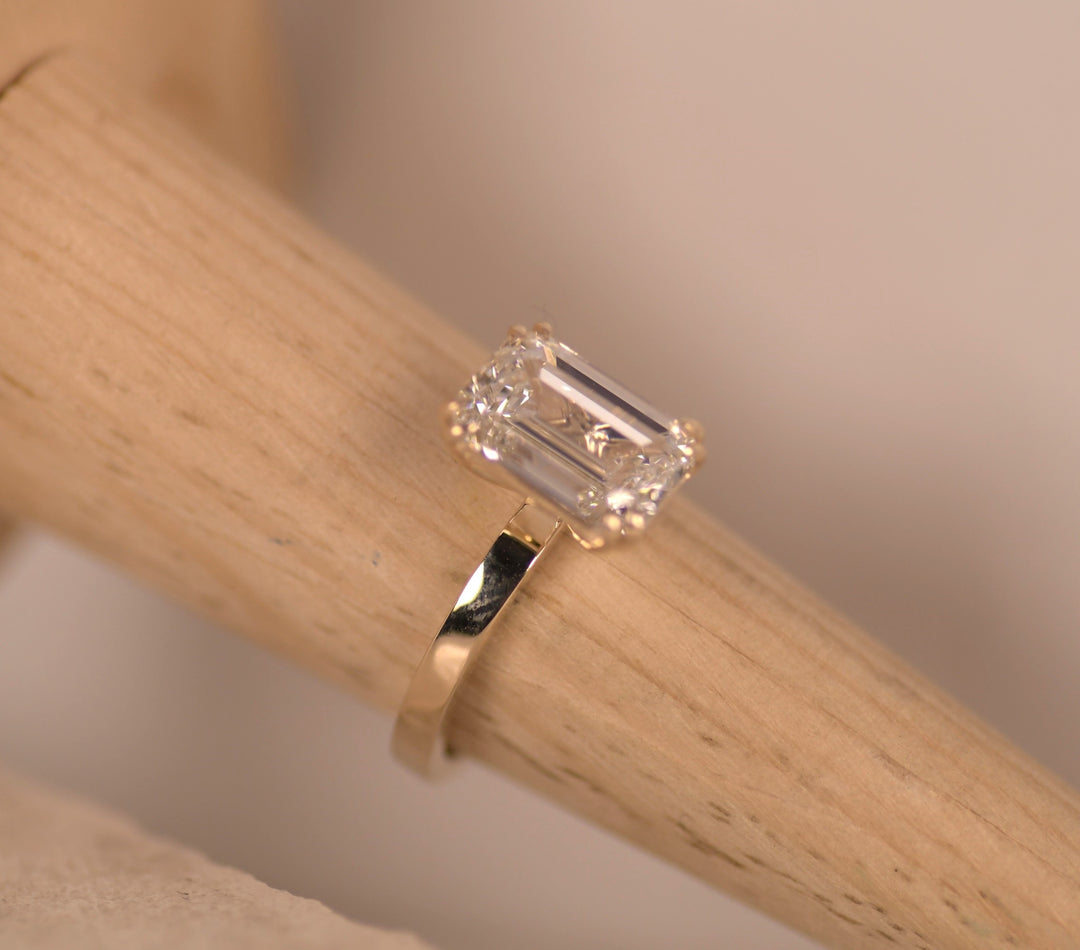 Lab Grown Emerald Cut Solitaire Ring