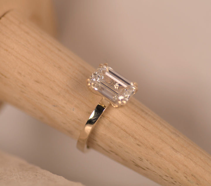Lab Grown Emerald Cut Solitaire Ring
