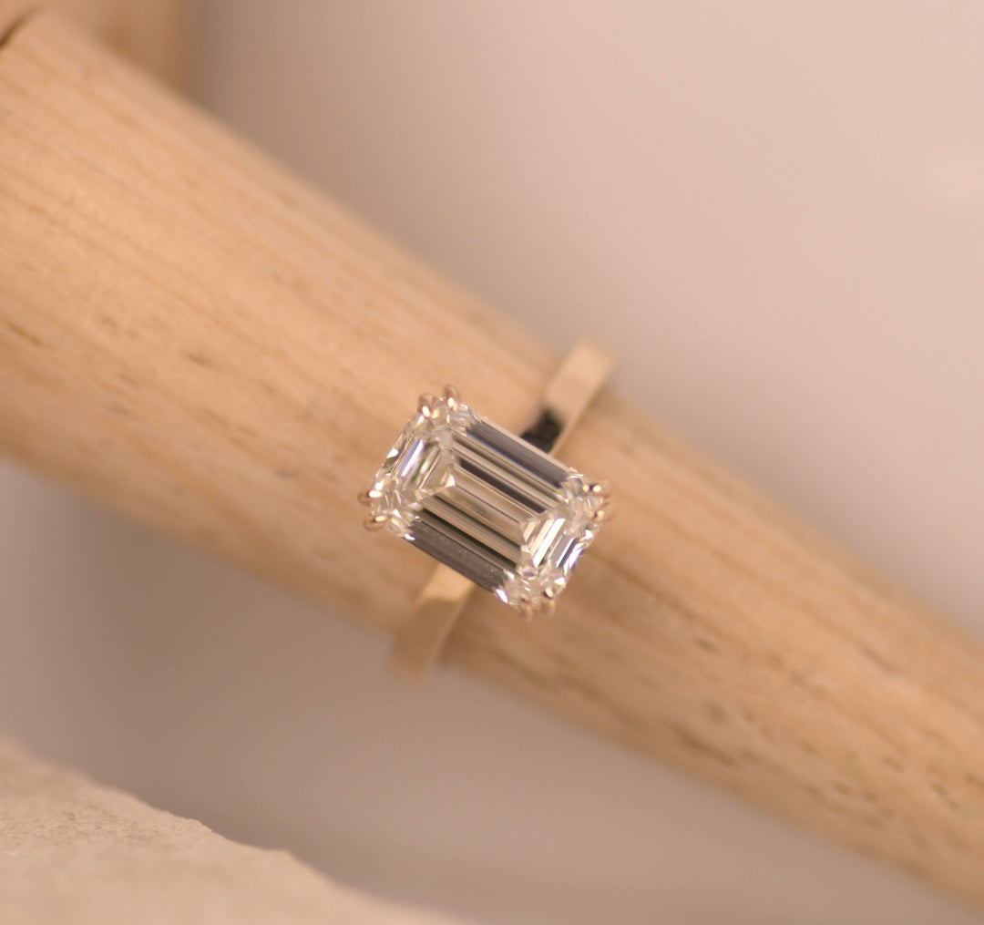 Lab Grown Emerald Cut Solitaire Ring