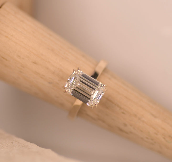 Lab Grown Emerald Cut Solitaire Ring