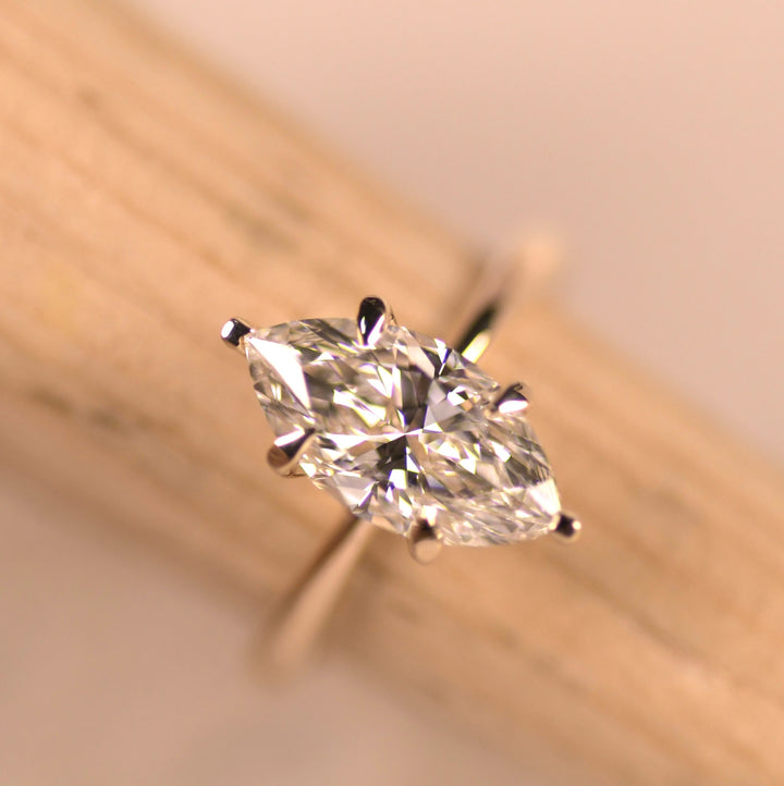 Marquise 14K Yellow Gold Lab Diamond Ring