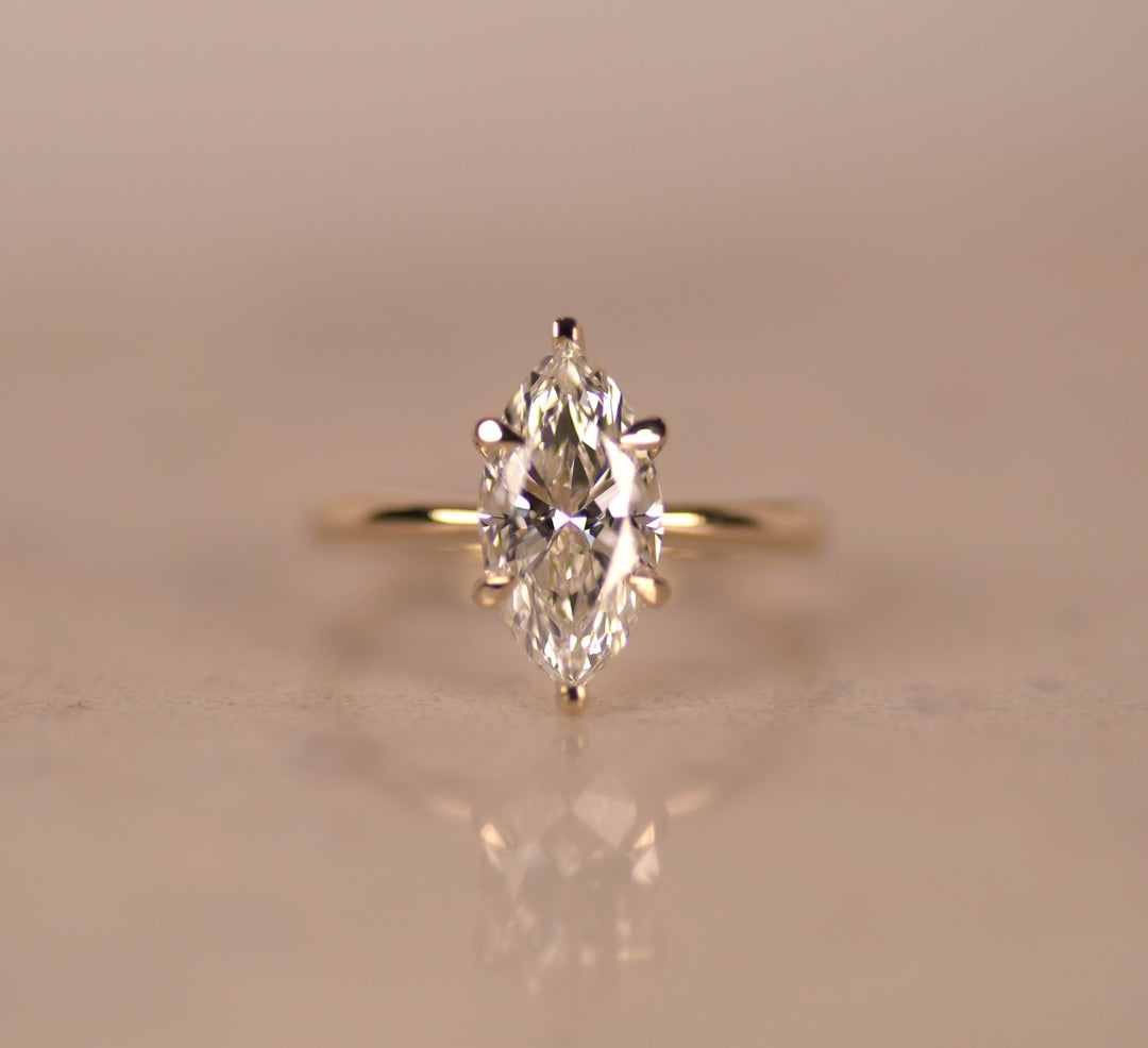 Marquise 14K Yellow Gold Lab Diamond Ring