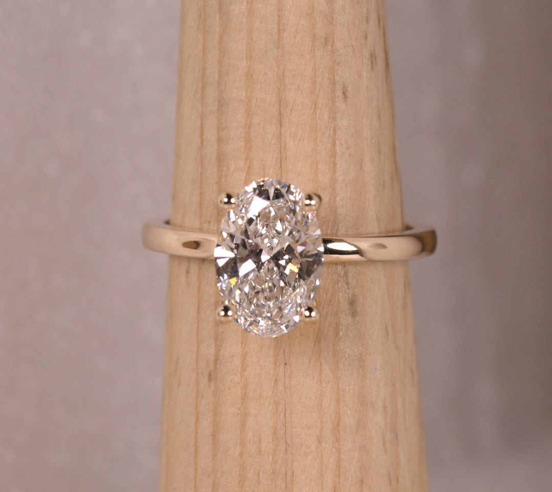 Oval Solitaire Hidden Halo Diamond Ring