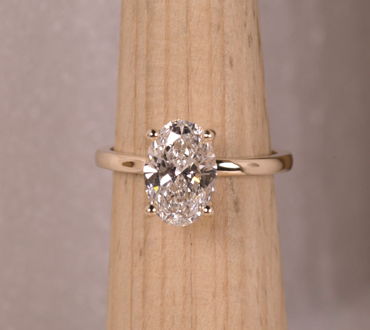 Oval Solitaire Hidden Halo Diamond Ring