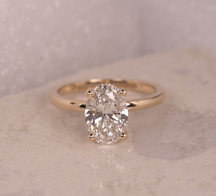 Oval Solitaire Hidden Halo Diamond Ring