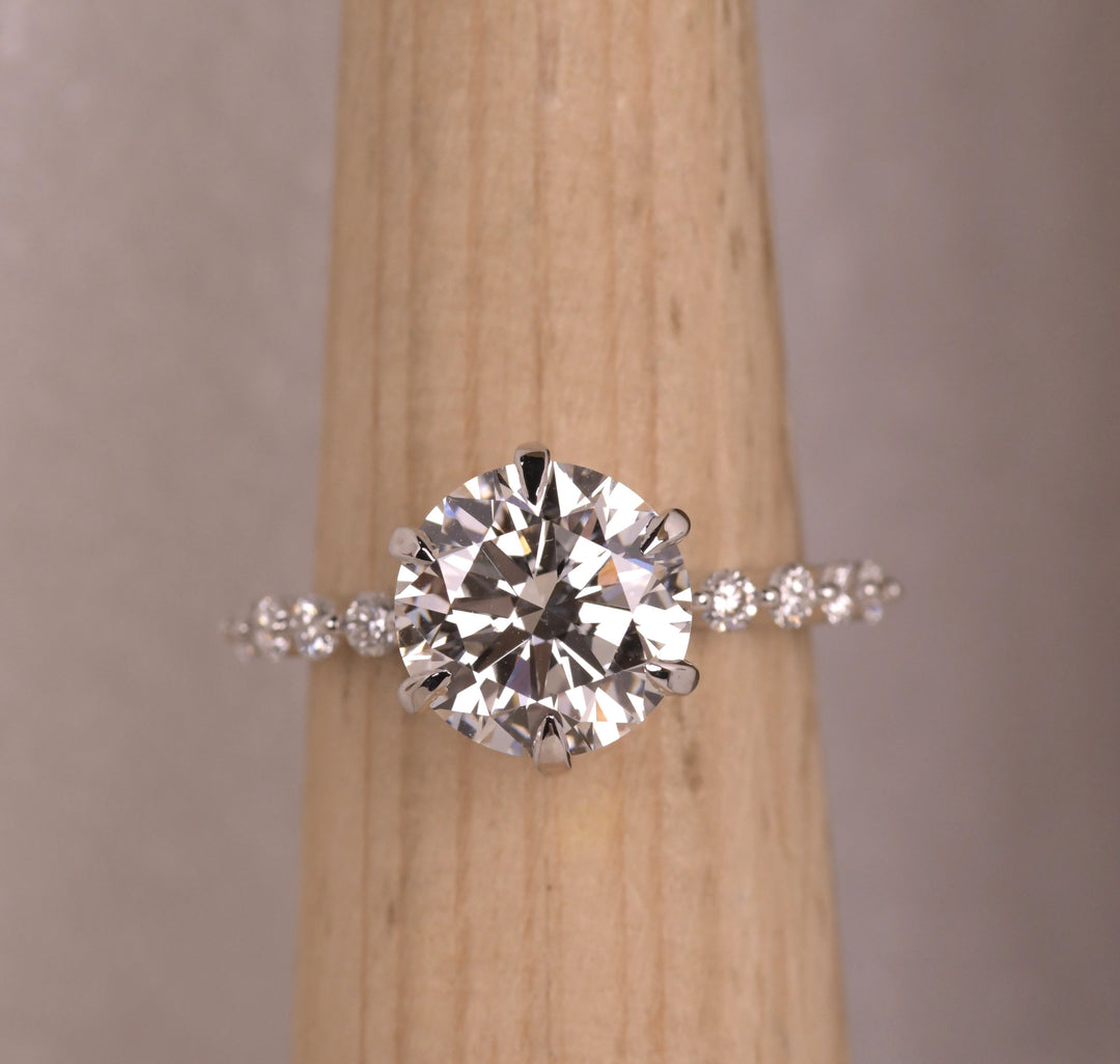 Round Cut Side Diamond Accent Engagement Ring