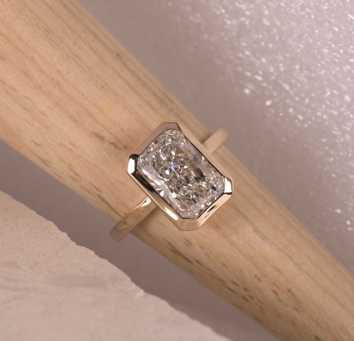 Radiant Bezel Set Engagement Ring
