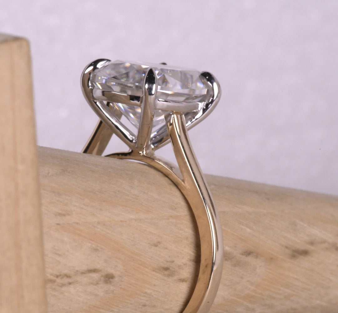 Pear Cut Lab Diamond 14K Two Tone Gold Ring