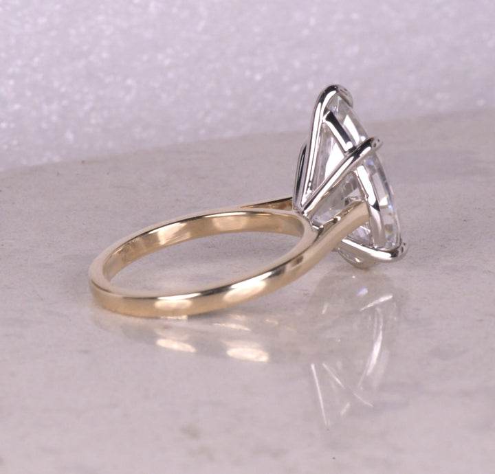 Pear Cut Lab Diamond 14K Two Tone Gold Ring