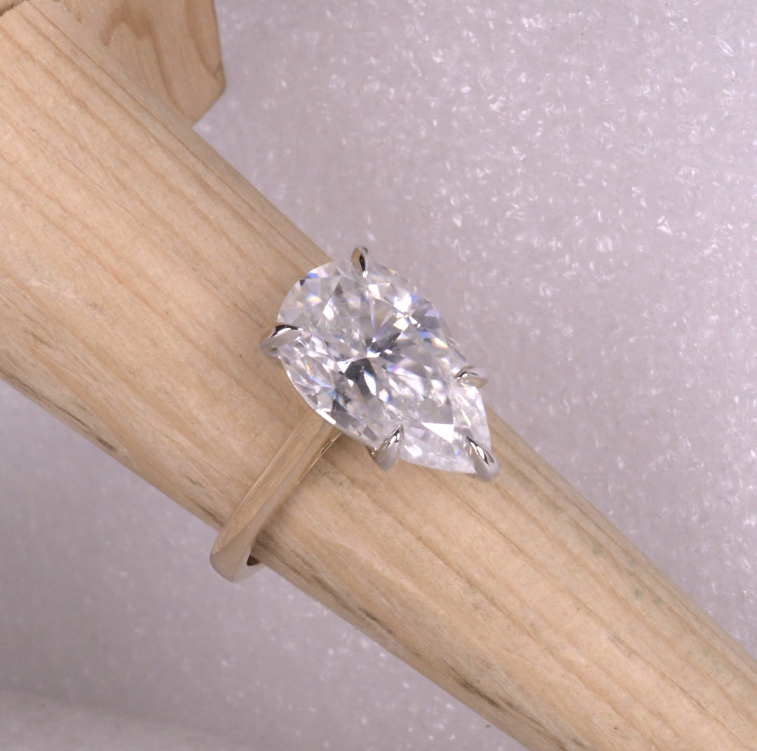 Pear Cut Lab Diamond 14K Two Tone Gold Ring