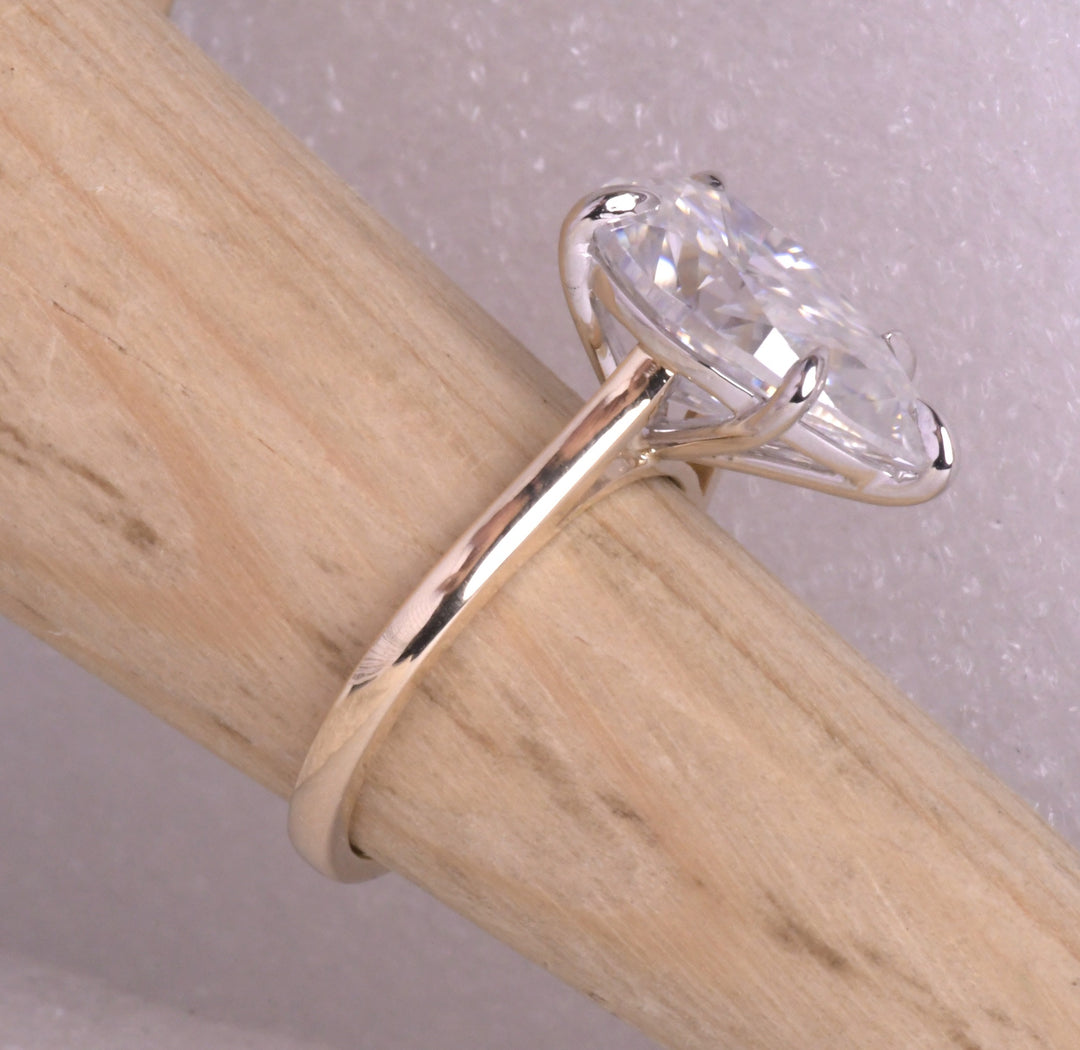 Pear Cut Lab Diamond 14K Two Tone Gold Ring