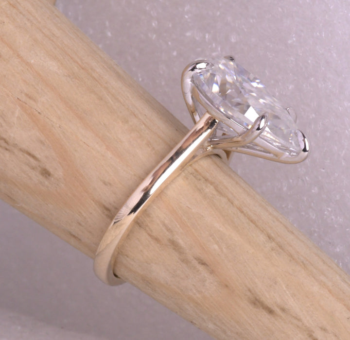Pear Cut Lab Diamond 14K Two Tone Gold Ring