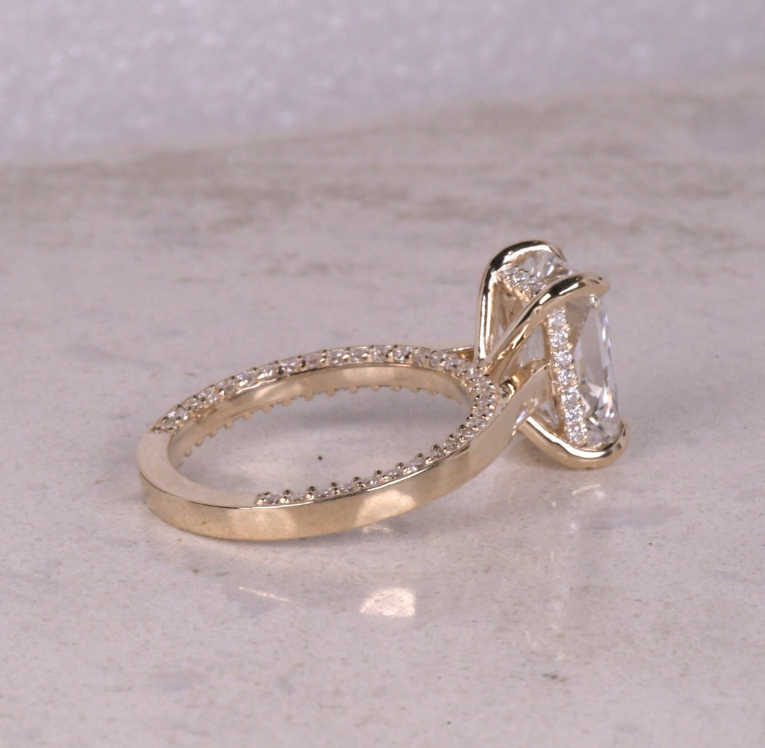 Radiant Cut Lab Diamond Split Shank Pave Accent Ring
