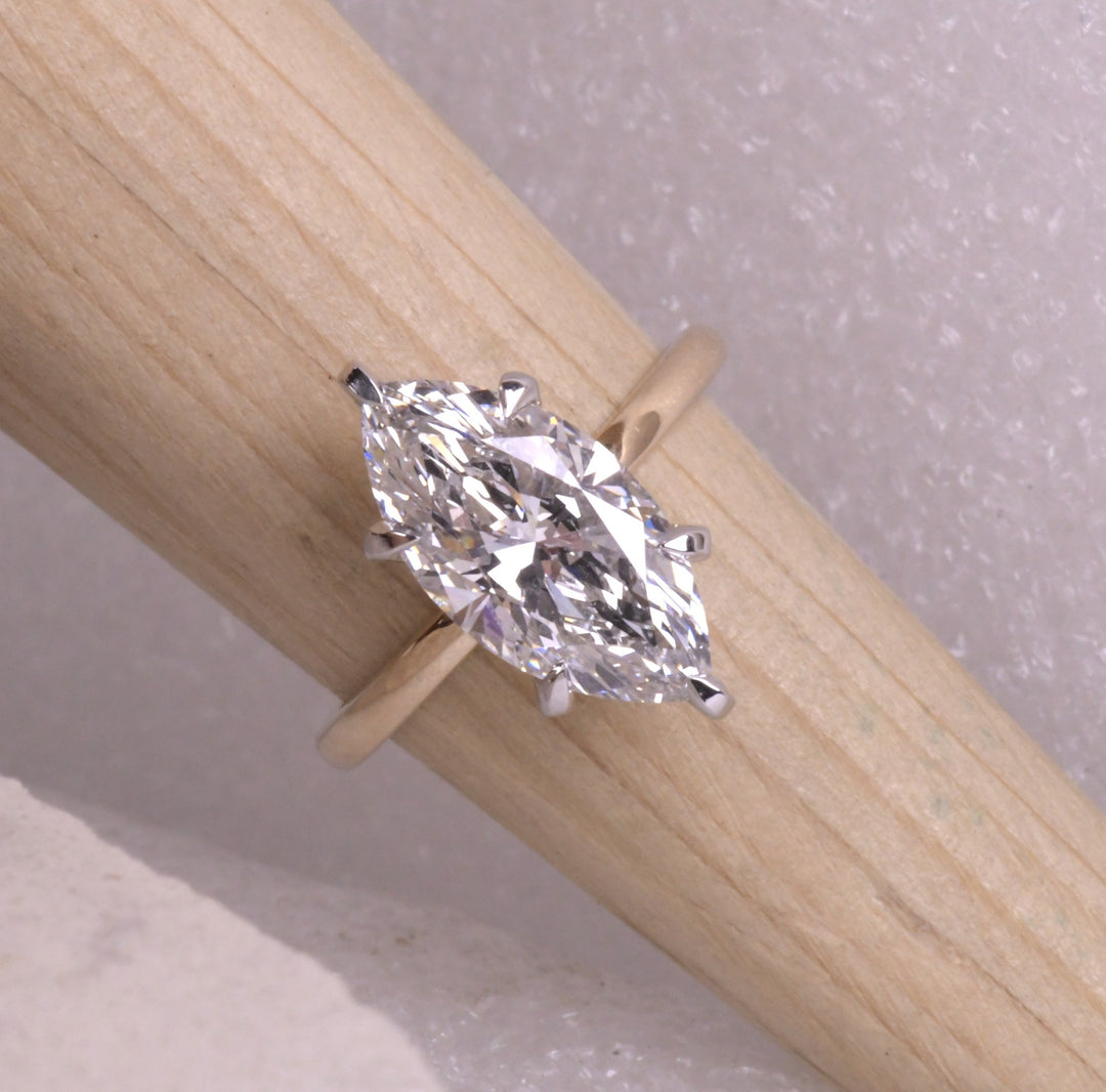 Marquise Cut Lab Diamond Hidden Halo Ring