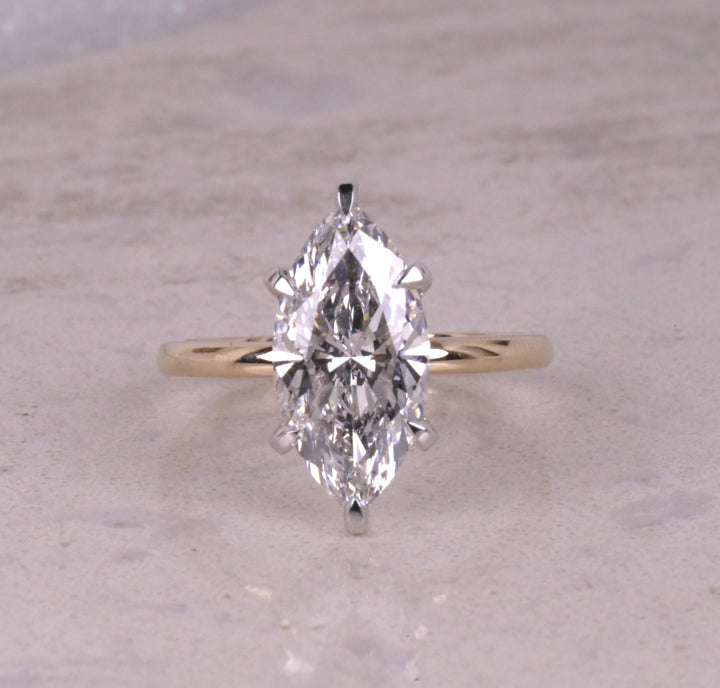 Marquise Cut Lab Diamond Hidden Halo Ring