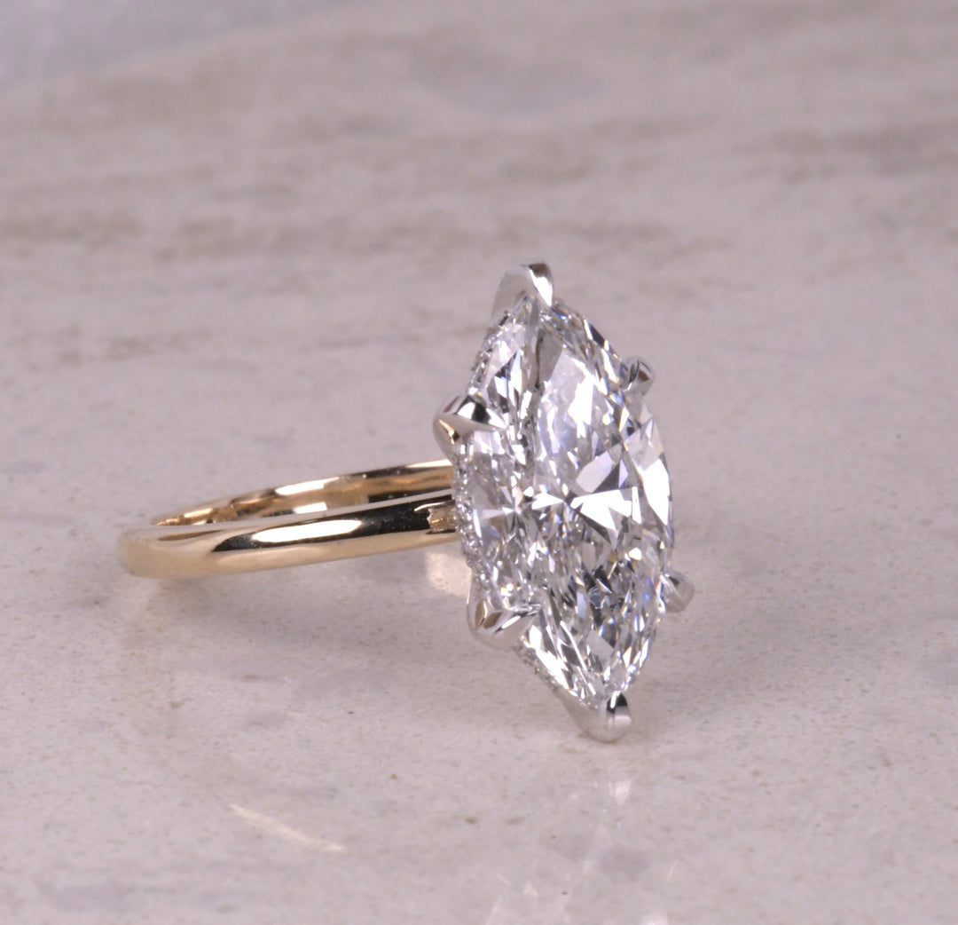 Marquise Cut Lab Diamond Hidden Halo Ring