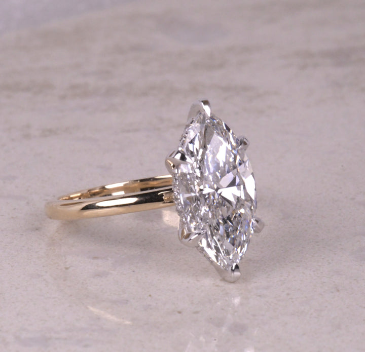Marquise Cut Lab Diamond Hidden Halo Ring