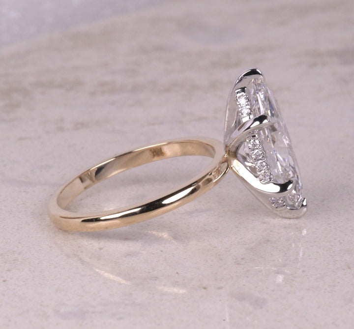 Marquise Cut Lab Diamond Hidden Halo Ring