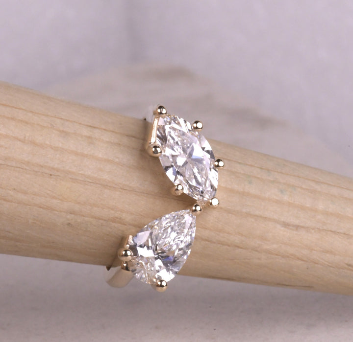 Marquise And Pear Lab Diamond Toi Et Moi Ring