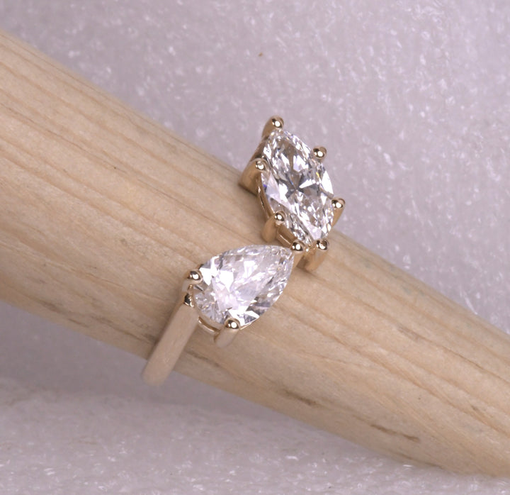 Marquise And Pear Lab Diamond Toi Et Moi Ring