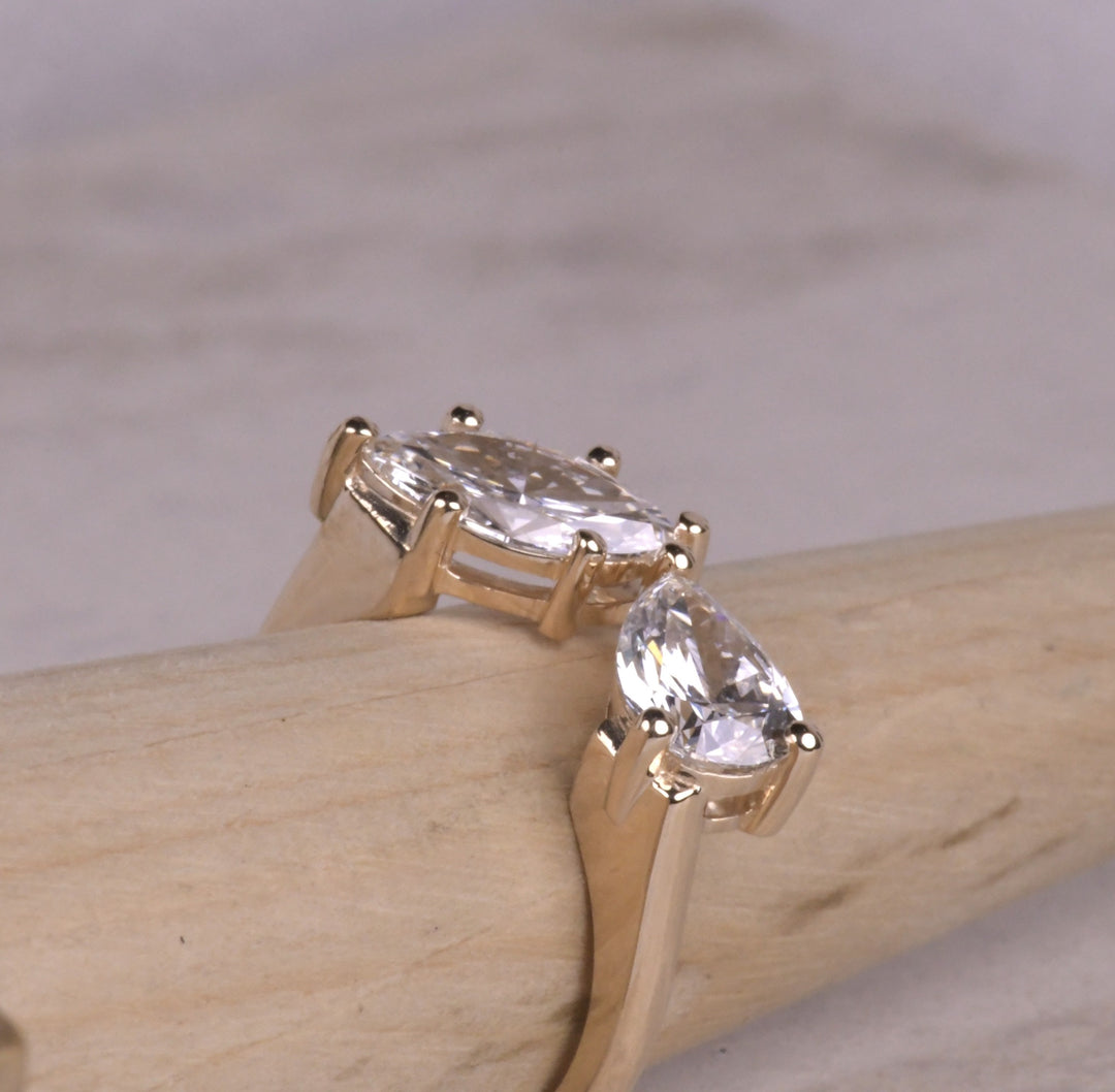 Marquise And Pear Lab Diamond Toi Et Moi Ring