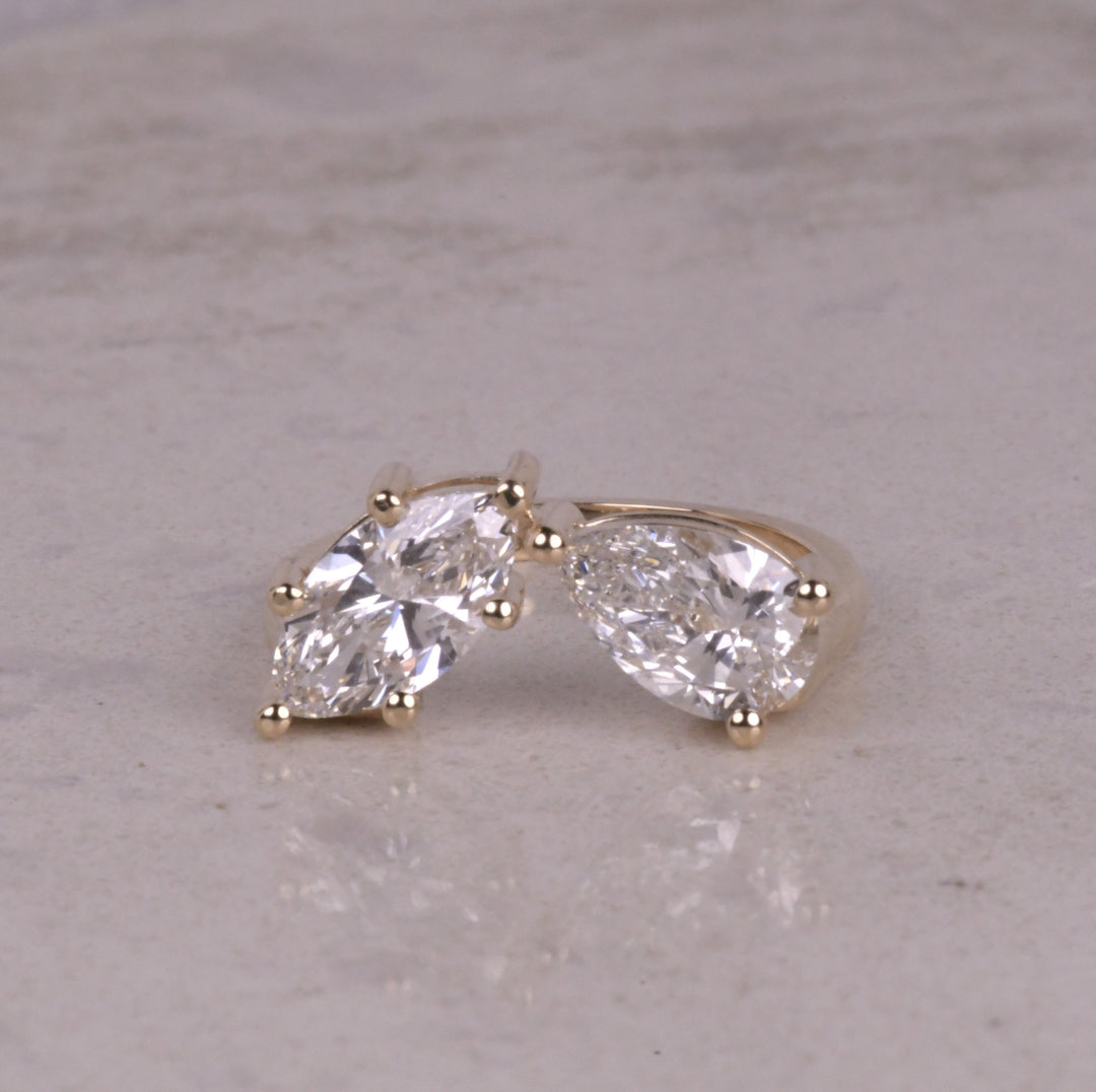 Marquise And Pear Lab Diamond Toi Et Moi Ring