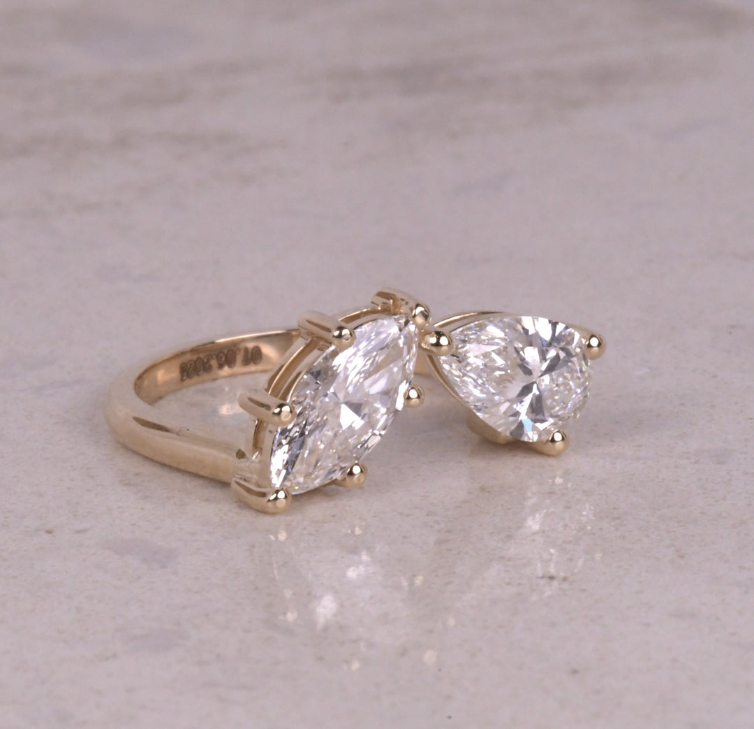Marquise And Pear Lab Diamond Toi Et Moi Ring