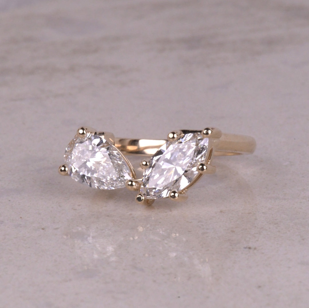 Marquise And Pear Lab Diamond Toi Et Moi Ring