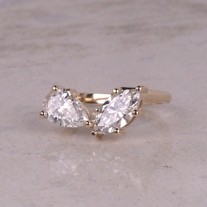 Marquise And Pear Lab Diamond Toi Et Moi Ring