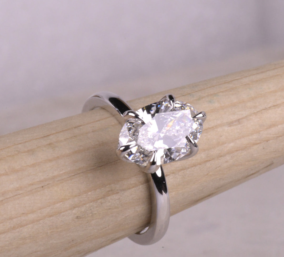Oval Lab Diamond 6 Tulip Prong Ring