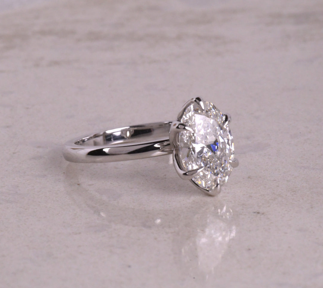 Oval Lab Diamond 6 Tulip Prong Ring