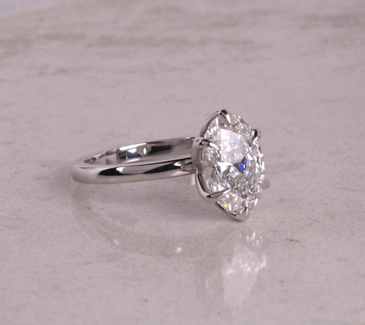 Oval Lab Diamond 6 Tulip Prong Ring