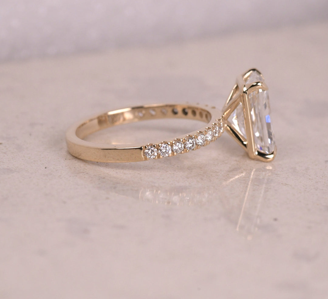 Radiant Cut Lab Grown Solitaire Accent Engagement Ring