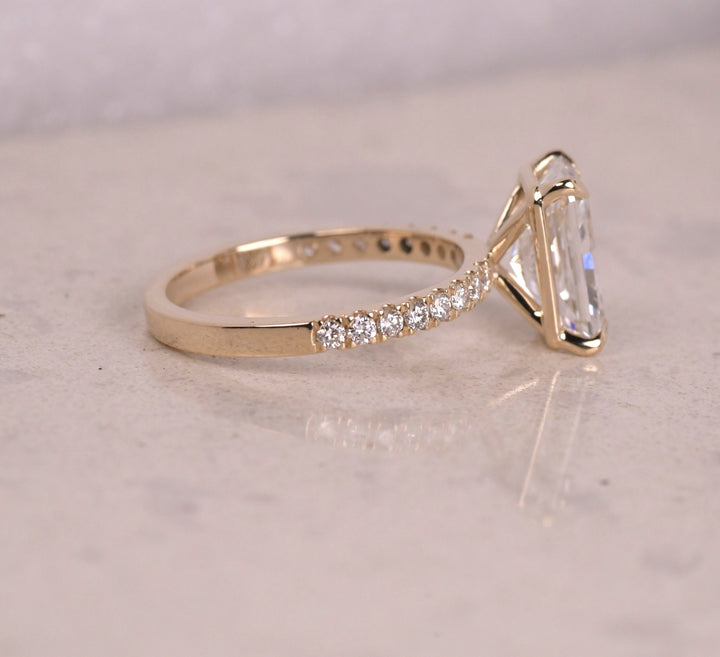 Radiant Cut Lab Grown Solitaire Accent Engagement Ring