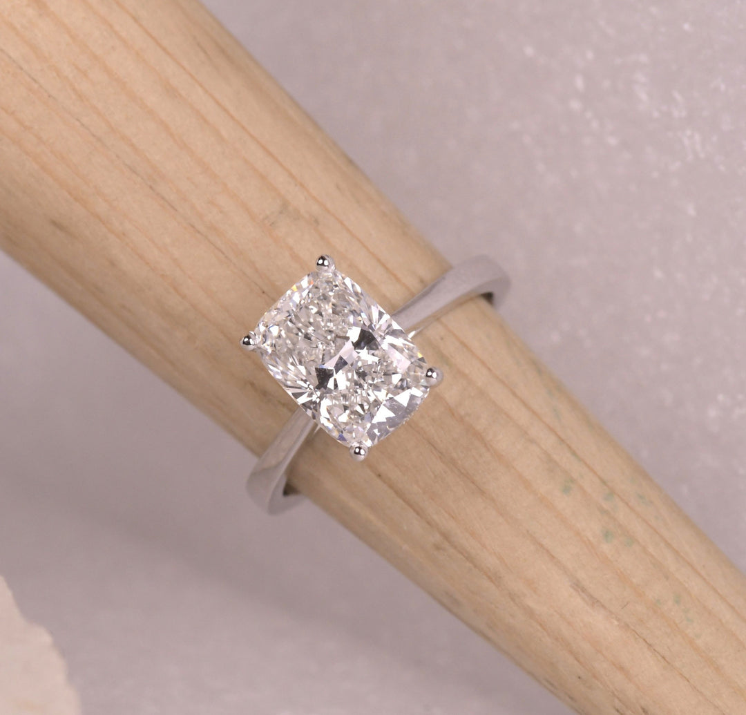 Elongated Cushion Hidden Halo Ring