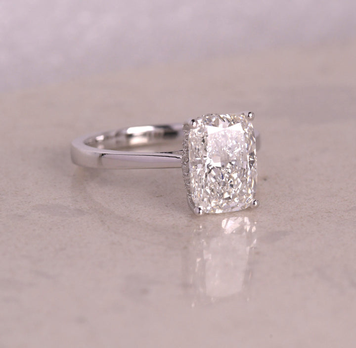 Elongated Cushion Hidden Halo Ring