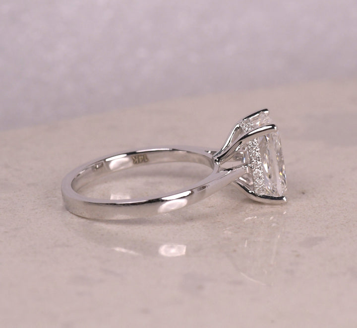 Elongated Cushion Hidden Halo Ring