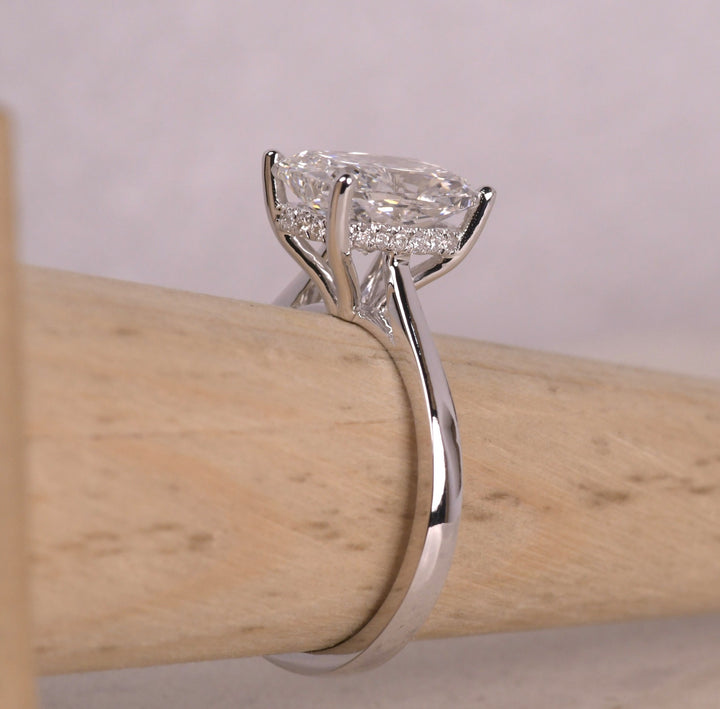 Elongated Cushion Hidden Halo Ring