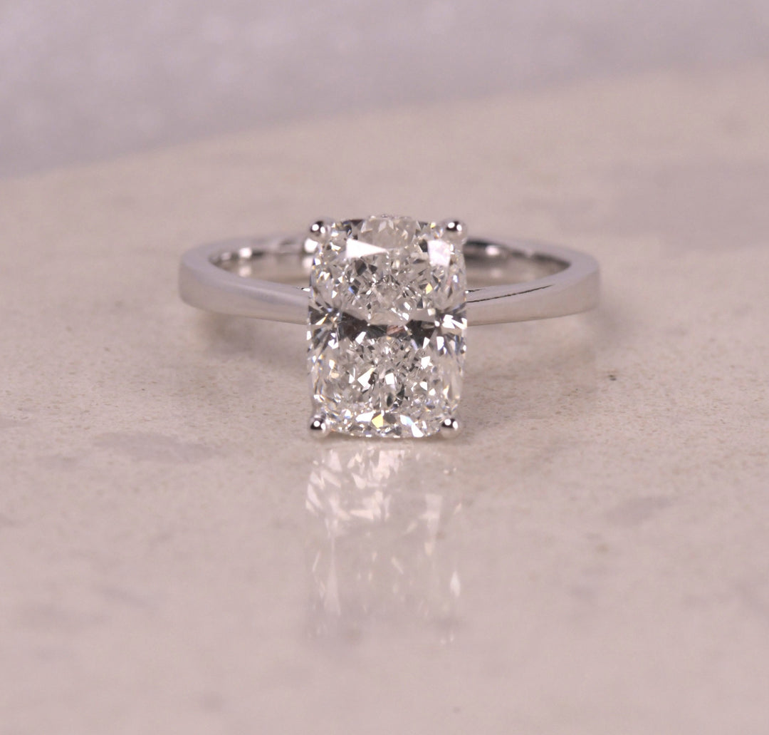 Elongated Cushion Hidden Halo Ring