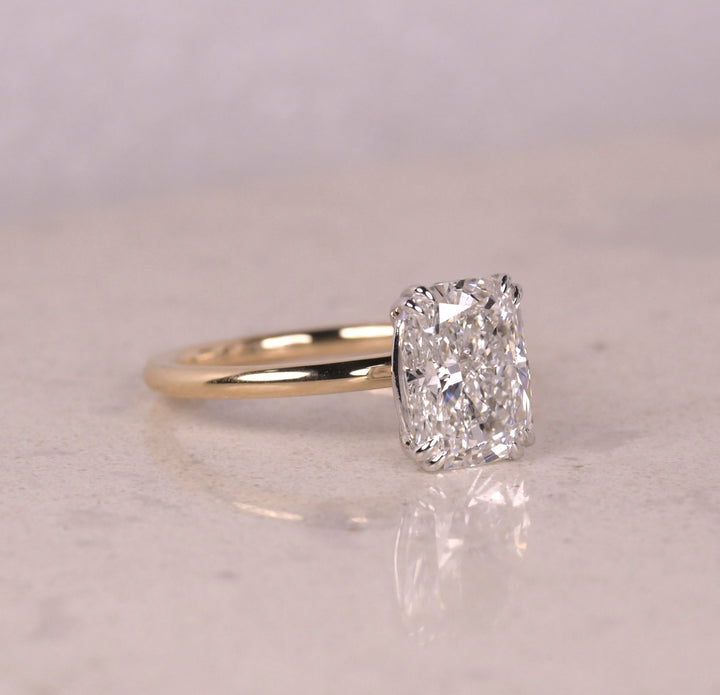 Elongated Cushion Cut Engagement Two Tone Ring