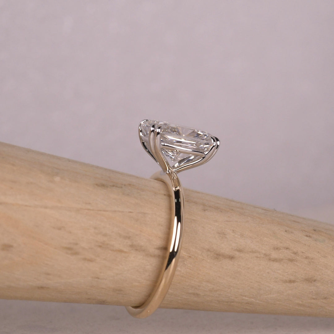 Elongated Cushion Cut Engagement Two Tone Ring
