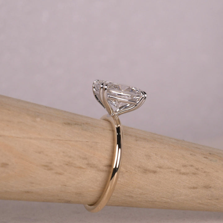 Elongated Cushion Cut Engagement Two Tone Ring