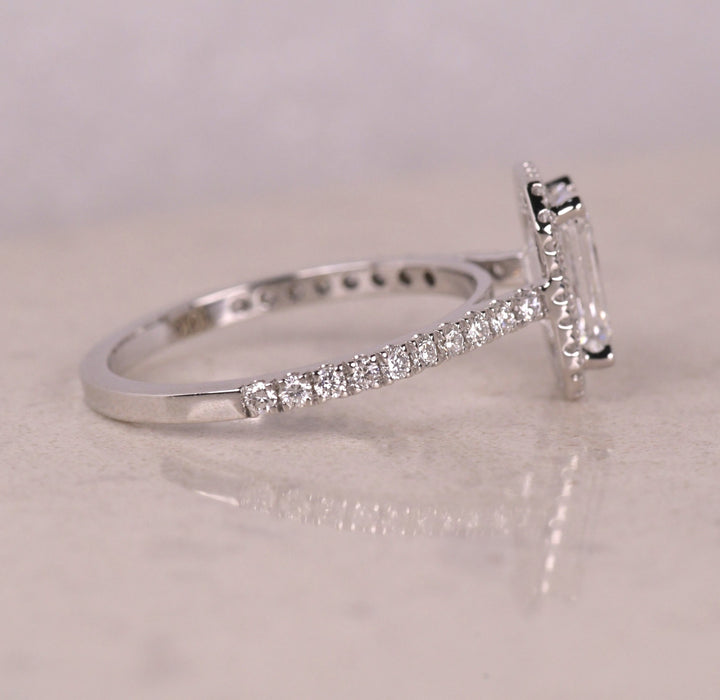 Emerald Cut Halo Diamond Engagement Ring