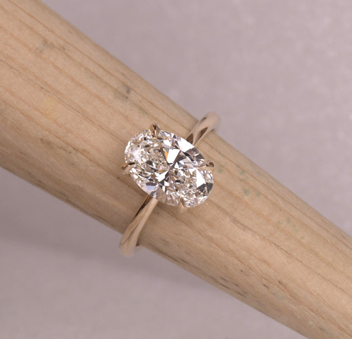 Oval Cut Hidden Halo Diamond Euroshank Ring