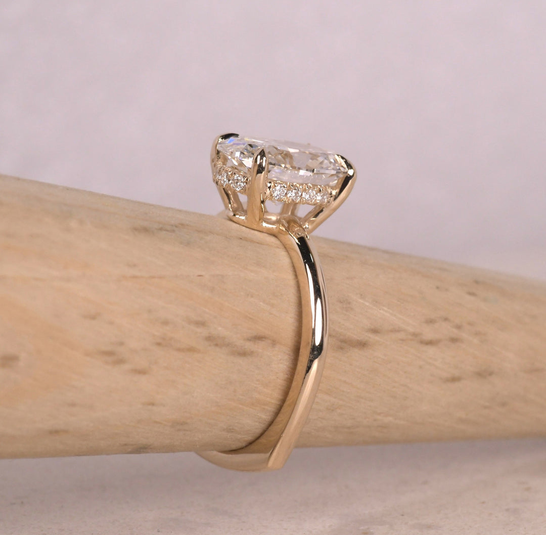 Oval Cut Hidden Halo Diamond Euroshank Ring