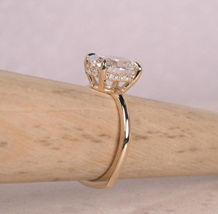 Oval Cut Hidden Halo Diamond Euroshank Ring